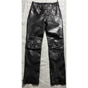 Vintage Wilson's Leather Pants Lined Straight Moto Biker Size 30 Edgy Goth Women